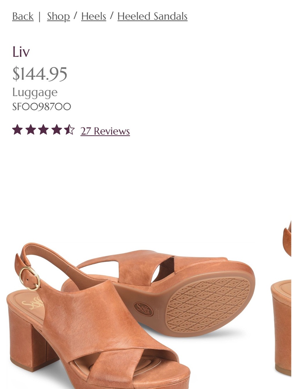 Sofft Liv Slingback Heeled Sandal in Luggage Brown